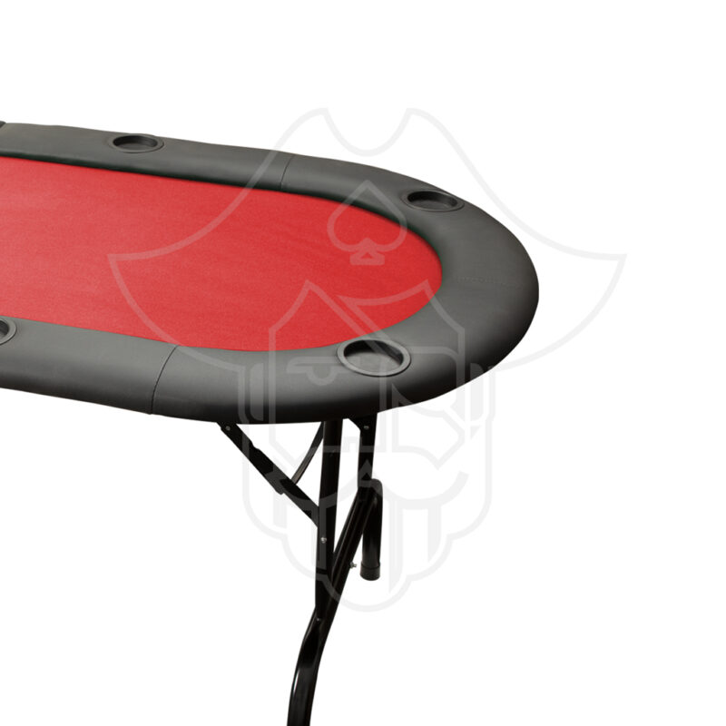 One Eyed Jack The Transporter Red Oval 6 ft (72") Folding Poker Table w/Padded Rails & 8 Cup Holders, 8 Player for Texas Casino Leisure Game, No Assembly Required