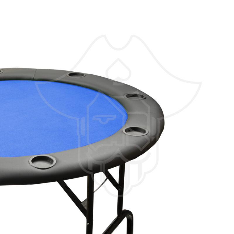 One Eyed Jack The Transporter Blue Round 4 ft (48") Folding Poker Table w/Padded Rails & 8 Cup Holders, 8 Player for Texas Casino Leisure Game, No Assembly Required