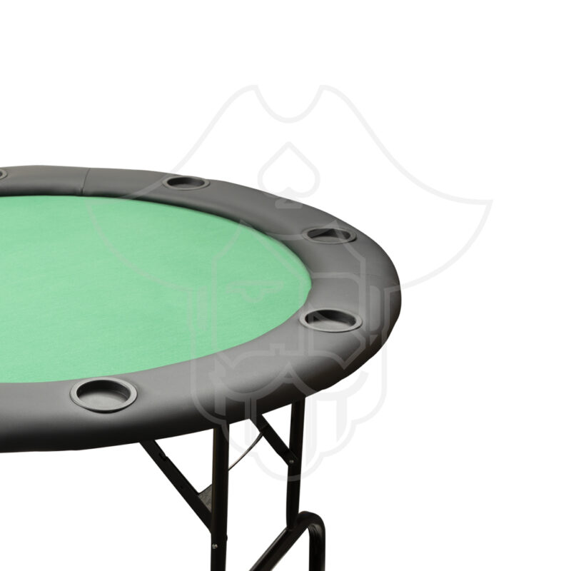 One Eyed Jack The Transporter Green Round 4 ft (48") Folding Poker Table w/Padded Rails & 8 Cup Holders, 8 Player for Texas Casino Leisure Game, No Assembly Required