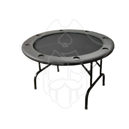One Eyed Jack The Transporter Black Round 4 ft (48") Folding Poker Table w/Padded Rails & 8 Cup Holders, 8 Player for Texas Casino Leisure Game, No Assembly Required