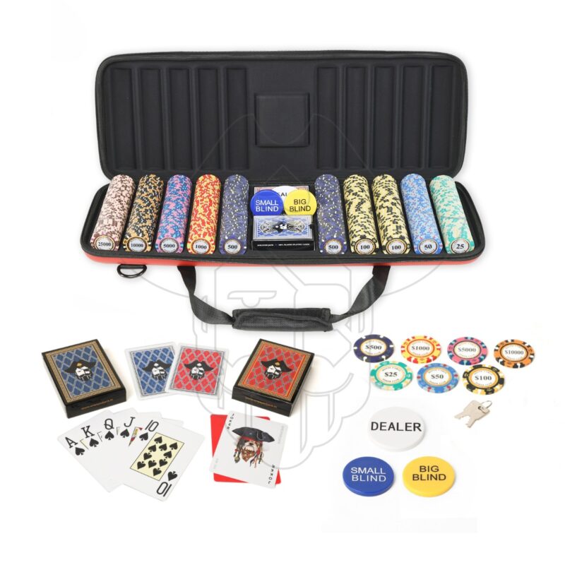One Eyed Jack The Collector Black Monte Carlo Clay 500 Chips Polyester Poker Chips Set