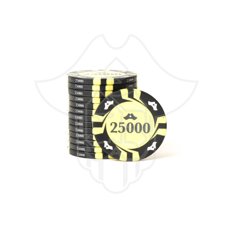 One Eyed Jack Cutlass Ceramic Poker Chips 25000 Denomination