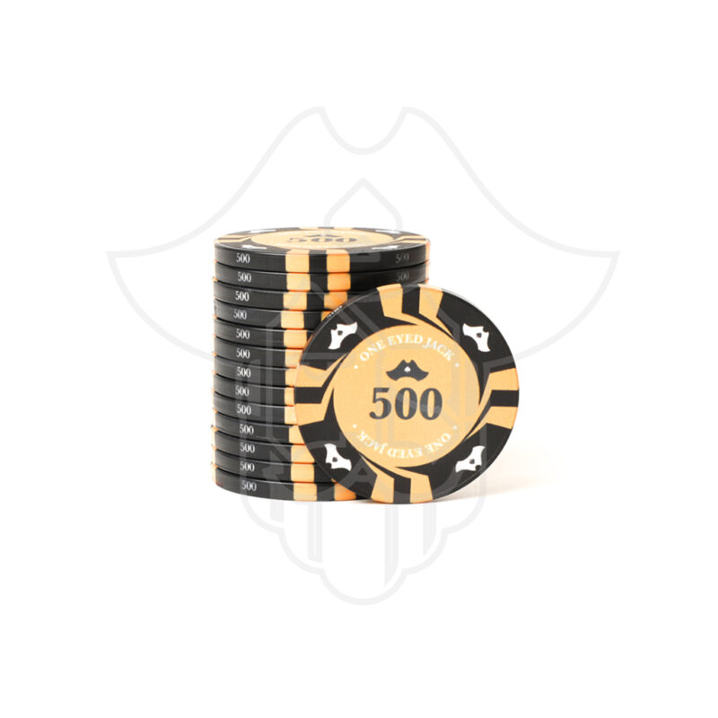 One Eyed Jack Cutlass Ceramic Poker Chips 500 Denomination