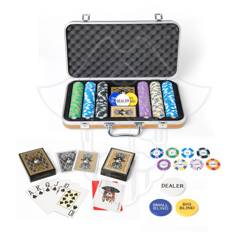Swashbuckler Gold Milano Premium Clay 300 Poker Chips Set