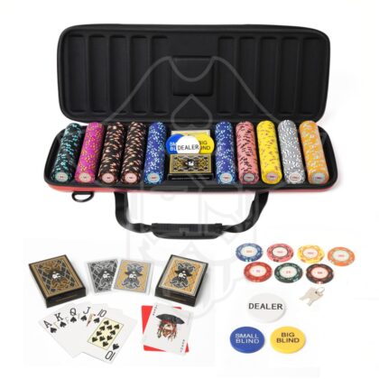 The Collector Red Leather Casino Royale Clay 500 Poker Chips Set