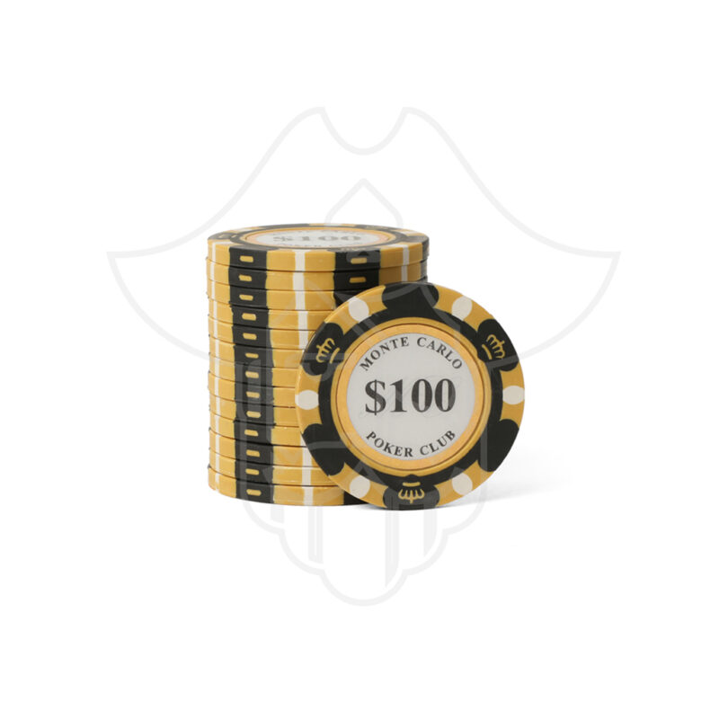 Monte Carlo Clay Poker Chips $100 Denomination