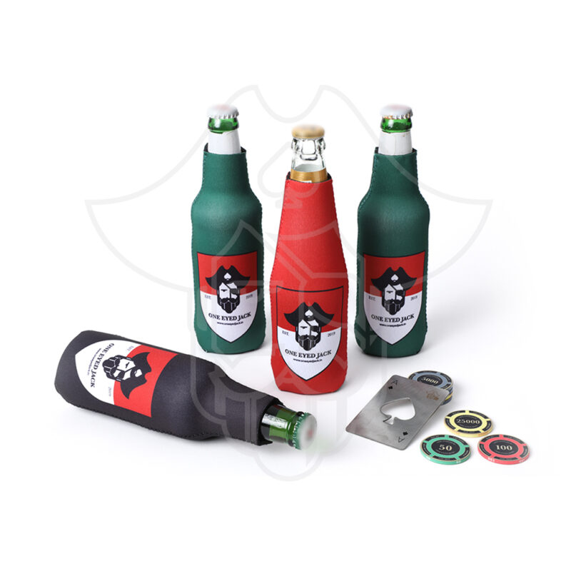One Eyed Jack Red Long Beer Bottle Sleeves / Coozies (Set Of 4)