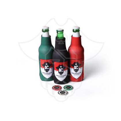 One Eyed Jack Black Long Beer Bottle Sleeves / Coozies (Set Of 4)