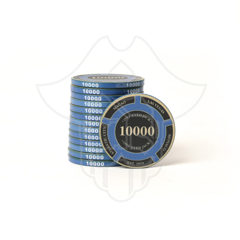 One Eyed Jack Striker Ceramic Poker Chips 10000 Denomination