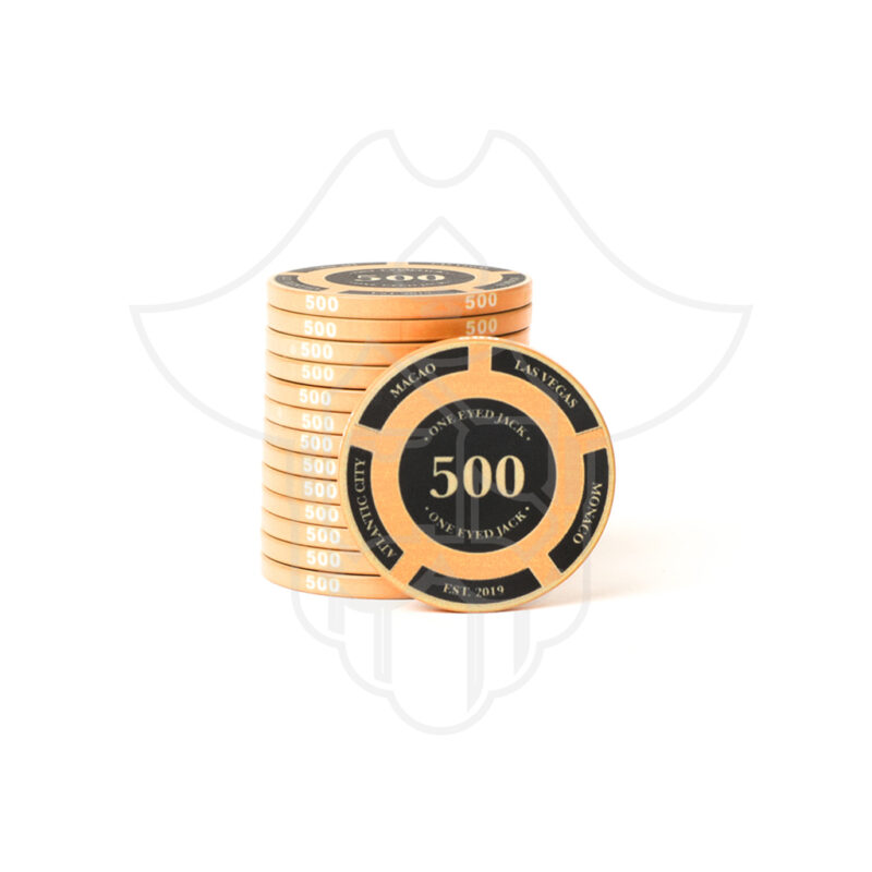One Eyed Jack Striker Ceramic Poker Chips 500 Denomination