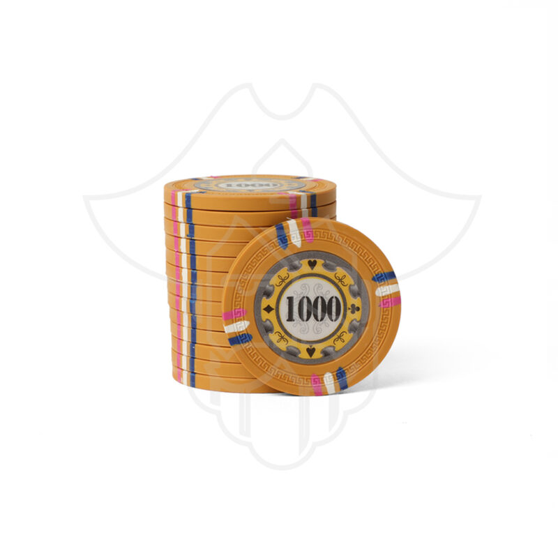 Casino Gold Clay Poker Chips 1000 Denomination