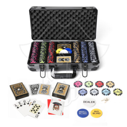 Helmsman Grey One Eyed Jack Cutlass Ceramic 300 Poker Chips Set