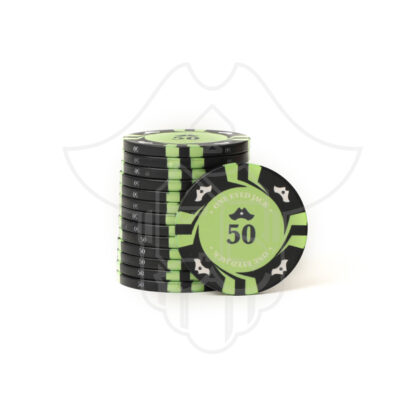 One Eyed Jack Cutlass Ceramic Poker Chips 50 Denomination (Set Of 25